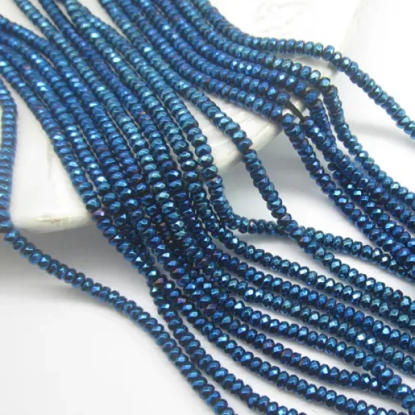 Hematyt niebieski fasetowany - oponki 3x2mm (sznurek)
