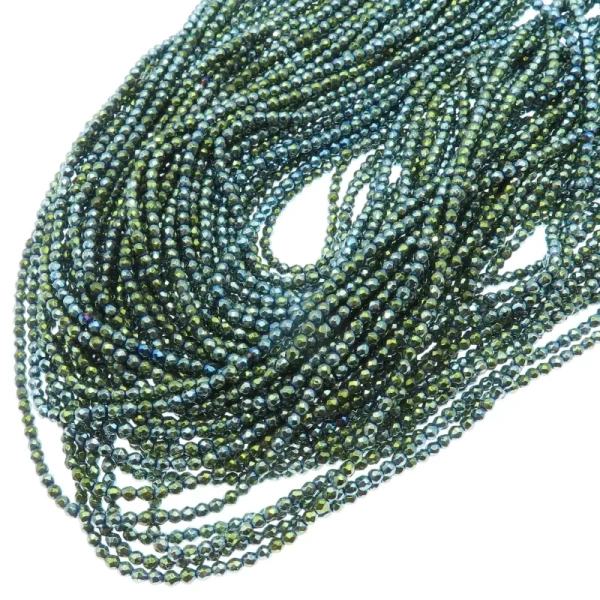 Hematyt niebiesko-zielony fasetowane kulki 2mm (sznur)