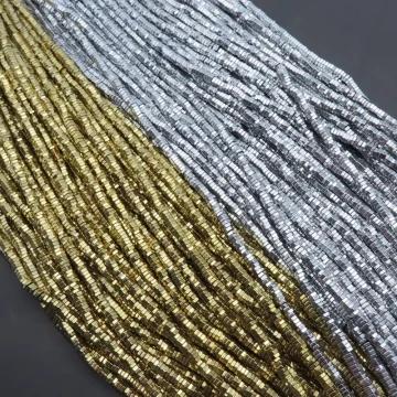 Hematyt srebrny lub złoty sześciokąt 3x1 mm (sznur)