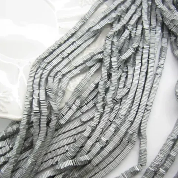 Hematyt srebrny, matowy dyski kwadrat 4x1mm (sznurek)