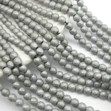 Hematyt srebrny matowy fasetowany - kulki 6mm (sznurek)