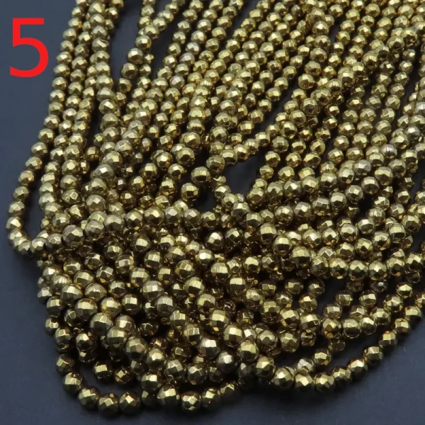 Hematyt złoty fasetowane kulki 3 mm - różne odcienie (sznur)