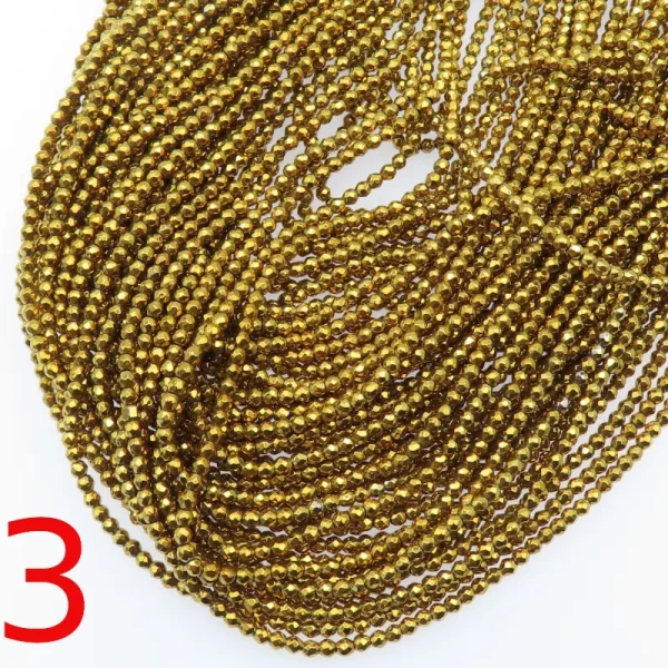 Hematyt kulka 2mm fasetowana - kolor złoty (sznur) (różne odcienie do wyboru)