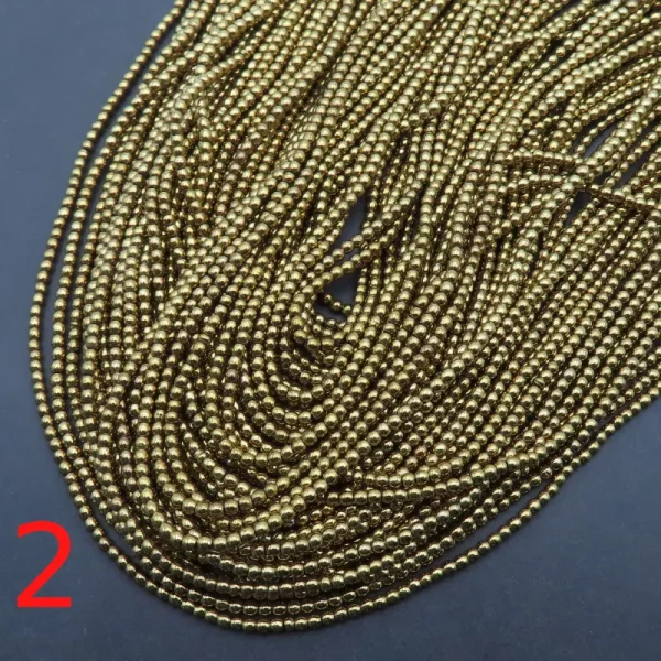 Hematyt złoty kulki 2 mm - różne odcienie (sznur)