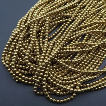 Hematyt złoty kulki 3 mm - różne odcienie (sznur)