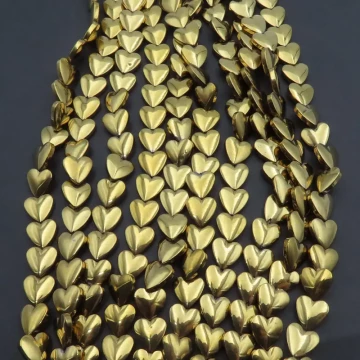 Hematyt złoty serce 10mm (sznur)