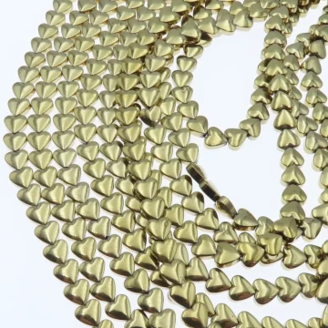 Hematyt złoty serce 6mm (sznur)