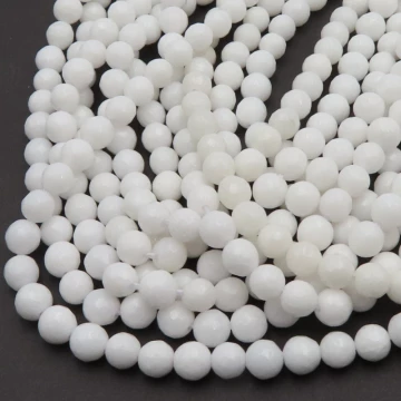 Jadeit biały fasetowany kulki 6 mm (sznur)