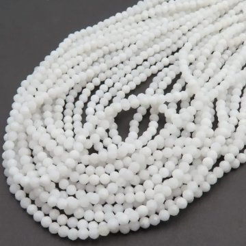 Jadeit biały fasetowany kulki 3 mm (sznur)