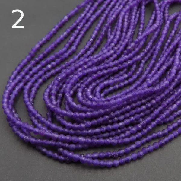 Jadeit fioletowy fasetowany kulki 2 mm (sznur) różne odcienie