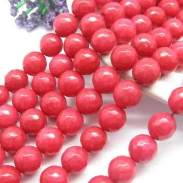 Jadeit kulki fasetowane czerwony 10mm