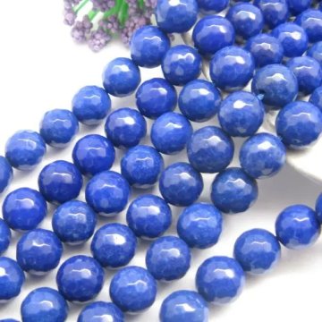Jadeit kulki fasetowane niebieski 10mm (sznur)