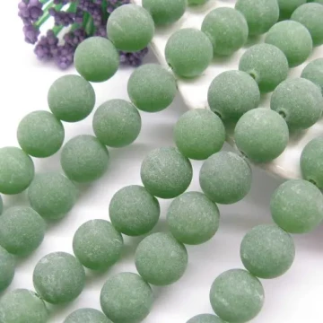Jadeit matowy zielony kulki 10mm(sznurek)