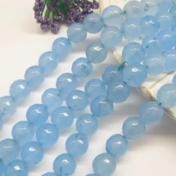 Jadeit niebieski kulki fasetowane 10mm(sznurek)