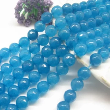 Jadeit niebieski morski fasetowany kulki 8mm(sznurek)