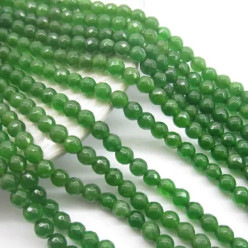Jadeit zielony fasetowany kulki 6mm(sznurek)