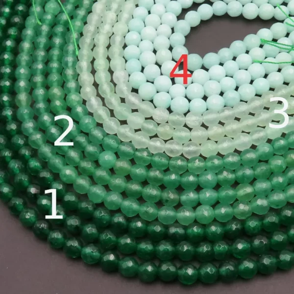 Jadeit zielony fasetowany kulki 6 mm (sznur) różne odcienie