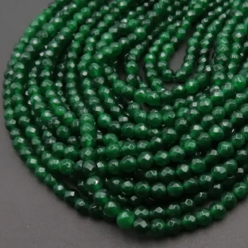 Jadeit zielony fasetowany kulki 4 mm (sznur)