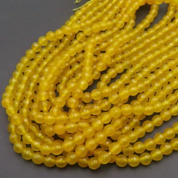 Jadeit żółty fasetowany kulki 6 mm (sznur)