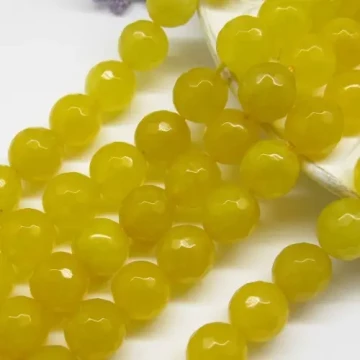 Jadeit żółty fasetowany kulki 12mm(sznurek)