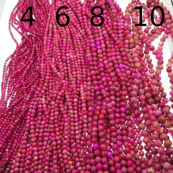 Jaspis cesarski różowy kulki 4, 6, 8 lub 10 mm (sznur)