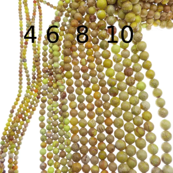 Jaspis cesarski żółty kulki 4, 6, 8 lub 10 mm (sznur)