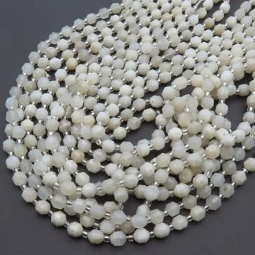 Kamień Księżycowy fasetowany wielościany 6 mm (sznur)