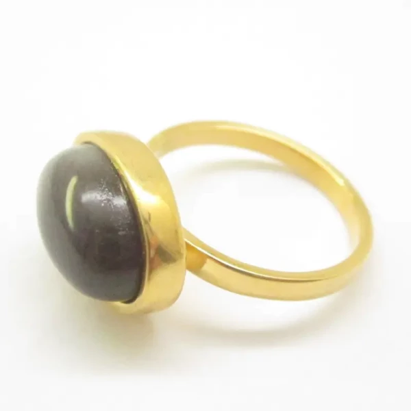 Kamień Słoneczny i srebro złocone - pierścionek owal (Rozmiar Jubilerski 14)