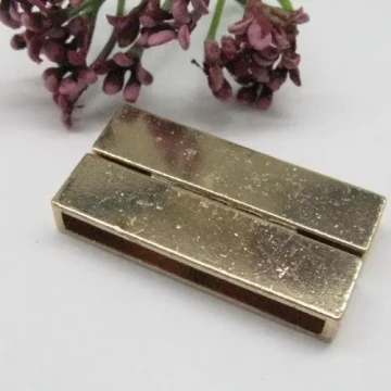 Kolor złoty - Metalowe końcówki magnetyczne do linek rzemieni 38x4 mm (komplet)