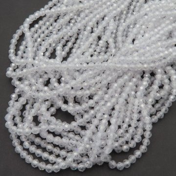 Cyrkon syntetyczny biały - fasetowane kulki 3 mm (sznur) 