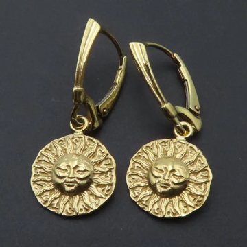 Srebro Ag złocone - kolczyki słońce 13 mm
