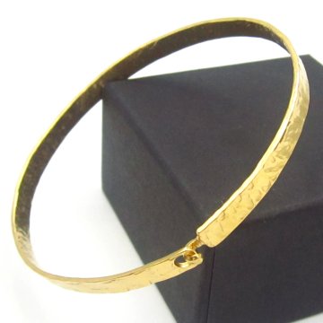 Srebro złocone - bransoletka sztywna, zapinana - ręcznie zrobiona (19 cm)