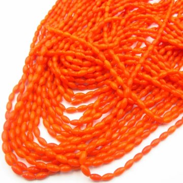 Koral ciemny pomarańczowy ryż 6x3 mm (sznur)