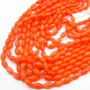 Koral ciemny pomarańczowy ryż 9x5 mm (sznur)