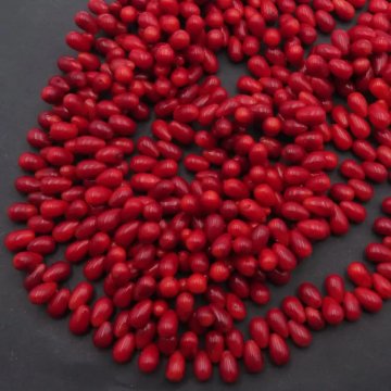 Koral czerwony kropla 10x6 mm (sznur) - drugi gatunek