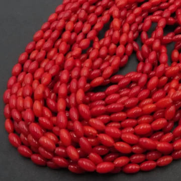 Koral czerwony ryż 7x4 mm (sznur) - drugi gatunek