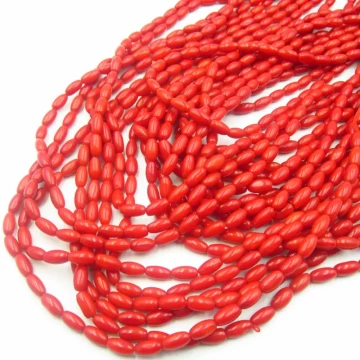 Koral czerwony ryż 8x4 mm (sznur)