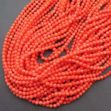 Koral pomarańczowy fasetowany kulki 3 mm (sznur)