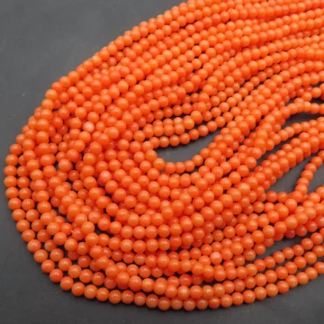 Koral pomarańczowy kulki 4 mm (sznur)