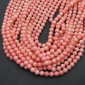 Koral różowy kulki 4,5 mm (sznur)