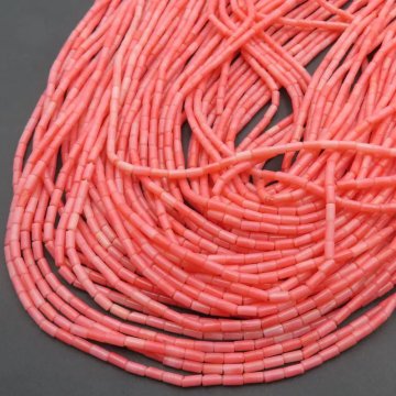 Koral różowy tulejki 4x2 mm (sznur)