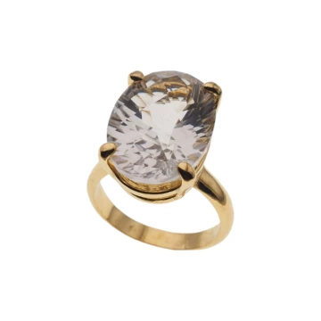 Kryształ Górski i srebro złocone - pierścionek owal (rozmiar jubilerski 17 lub 19)