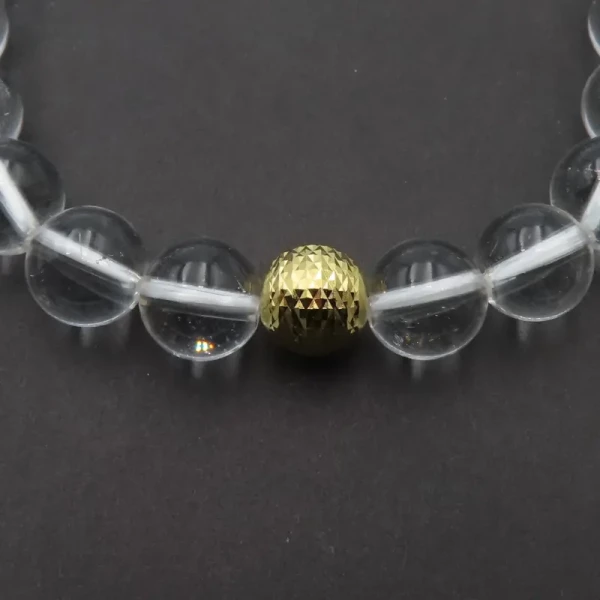 Kryształ Górski kulki i srebro złocone - bransoleta 18 cm