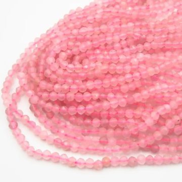 Kwarc Różowy fasetowany - kulki 3,5 mm (sznur)
