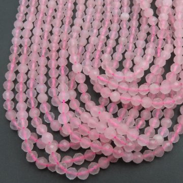 Kwarc Różowy fasetowany - kulki 5 mm (sznur)