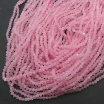 Kwarc Różowy fasetowany - kulki 3 mm (sznur)