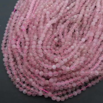 Kwarc Różowy fasetowany - kulki 4-4,5 mm (sznur)