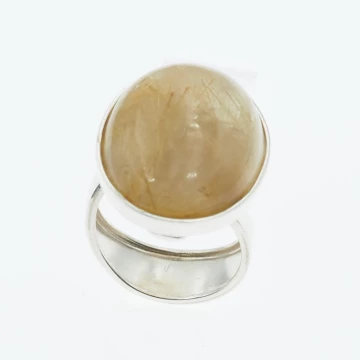 Kwarc Rutylowy ze złotą nitką i srebro - pierścionek owal