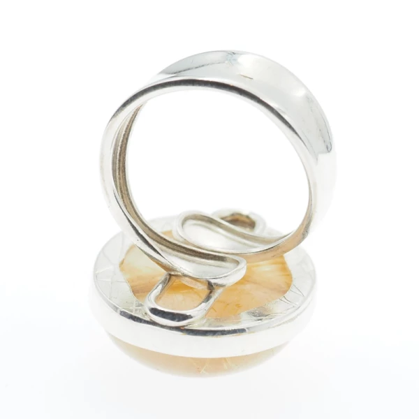 Kwarc Rutylowy ze złotą nitką i srebro - pierścionek owal