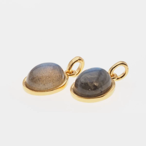 Labradoryt i srebro złocone - wisiorek owal 10x8mm (różne kamienie)